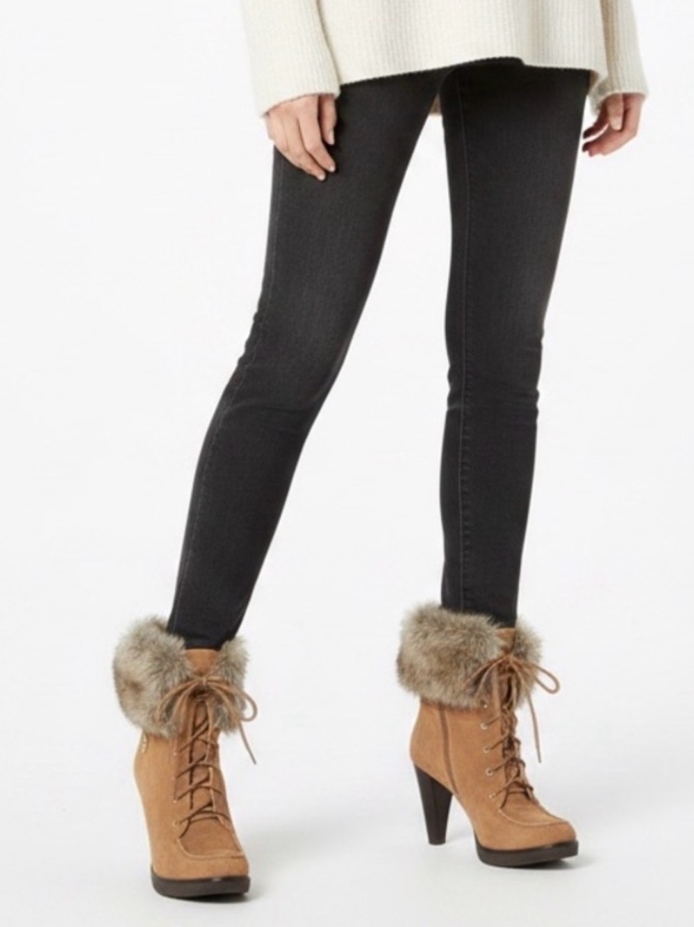 Michael Kors Brown Fur-Trimmed Heeled Boots
